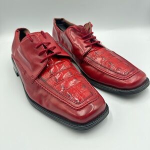 Giorgio Burtini Vintage 90s Red Leather Loafers Oxford Tassel 157240 Men’s 9.5M